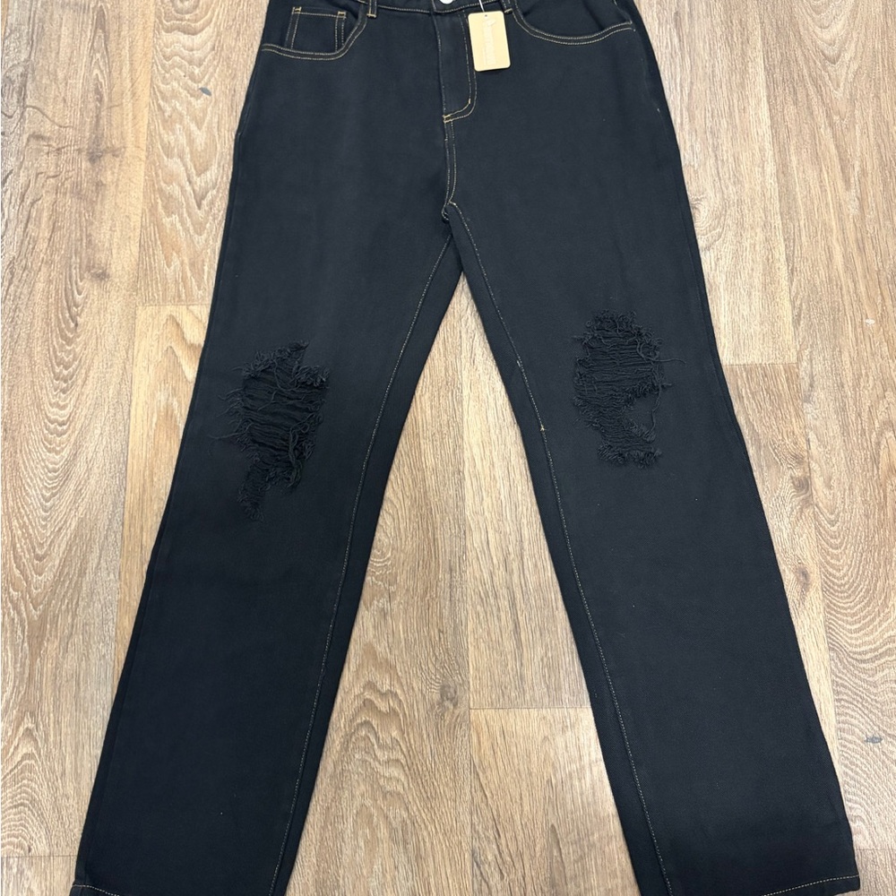 Vestique Black Distressed Straight Men Jeans